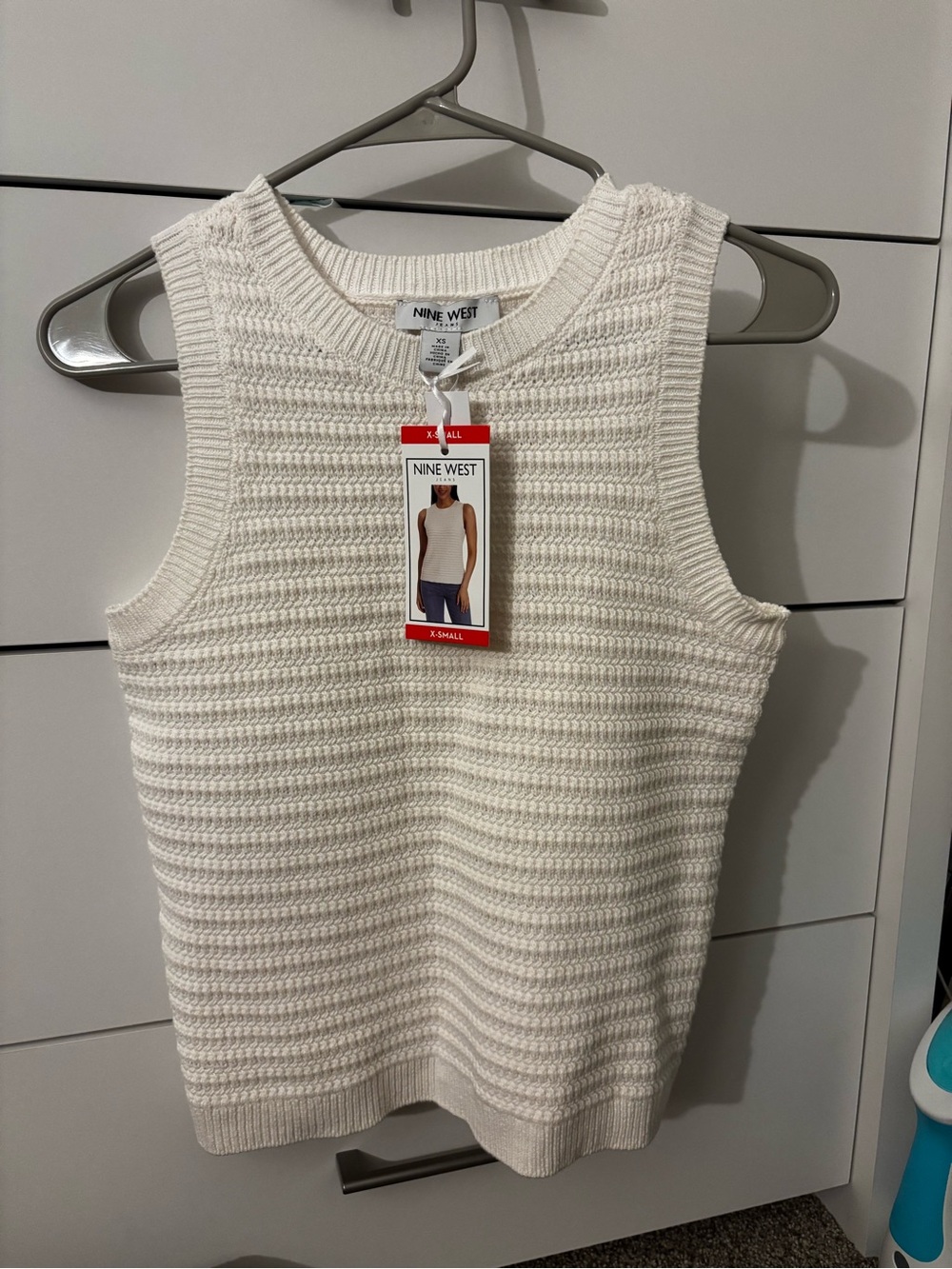 Nine West Cream Ribbed Knit Tank Top